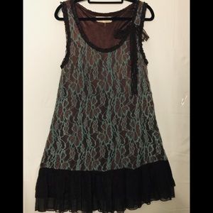 A’Reve 🌷Dress Sz 12 Tq/Brown Nylon Lined Dress